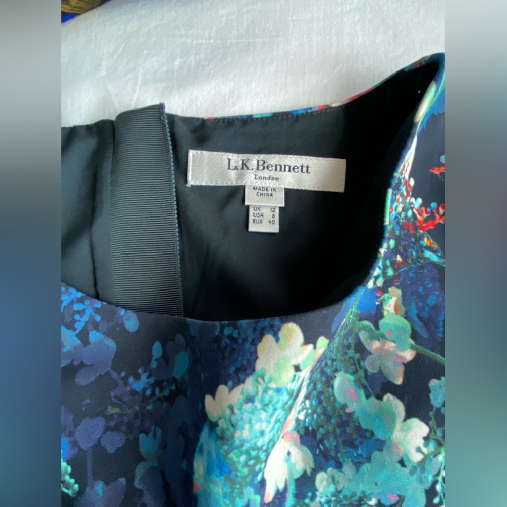 LK Bennett Blue Floral Fit & Flare Dress